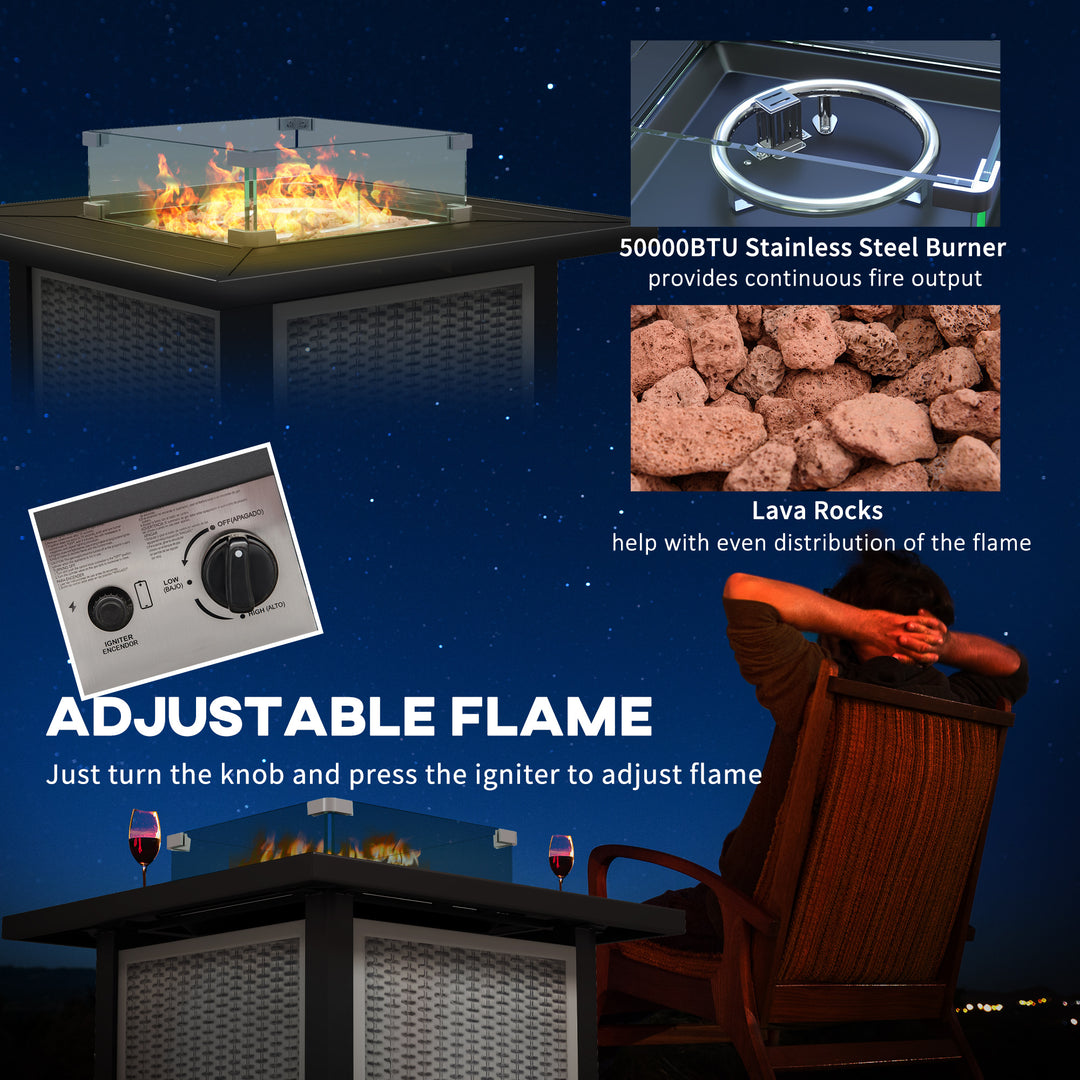 81 x 81cm 50,000 BTU Gas Fire Pit Table - Grey