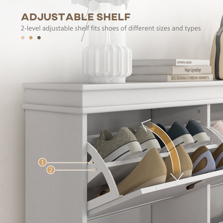 Slim Shoe Cabinet, Shoe Cabinet with 4 Drop-Down Drawers, 105W x 24D x
