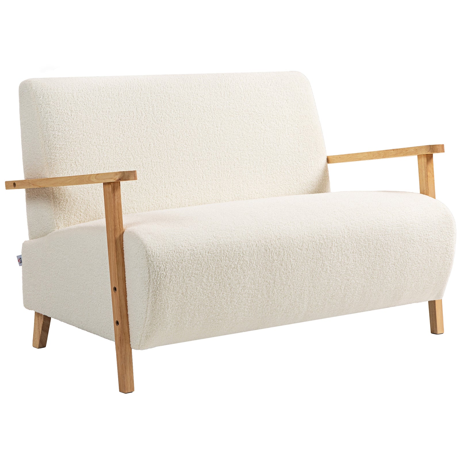 Small Sherpa Fabric 2 Seater Sofa Settee - Cream White