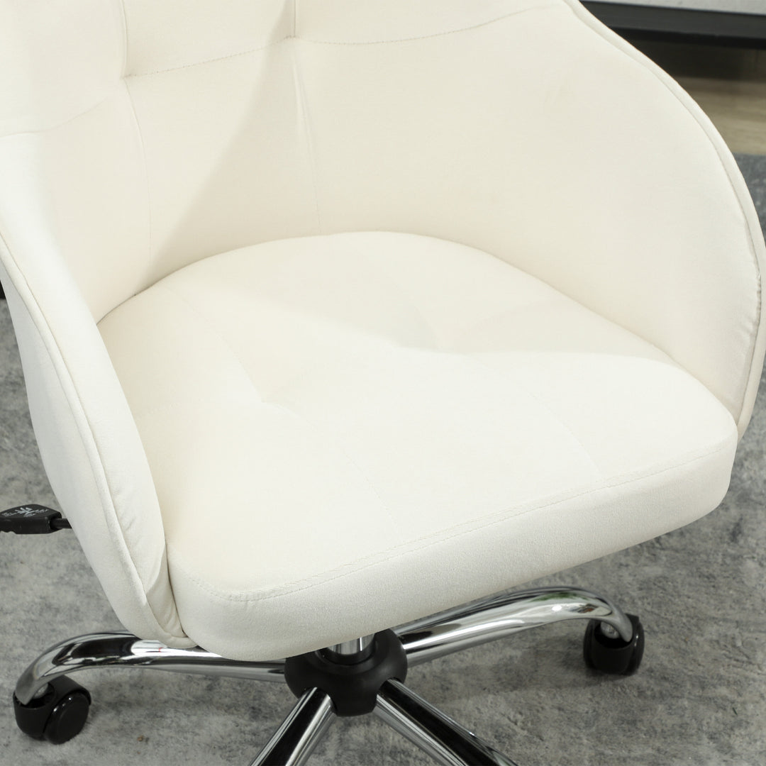 46-56 cm Velvet-feel Office Chair - Cream