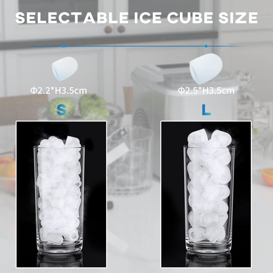 HOMCOM Ice Maker Machine Countertop, 12Kg in 24 Hrs, 9 Cubes Ready in 6