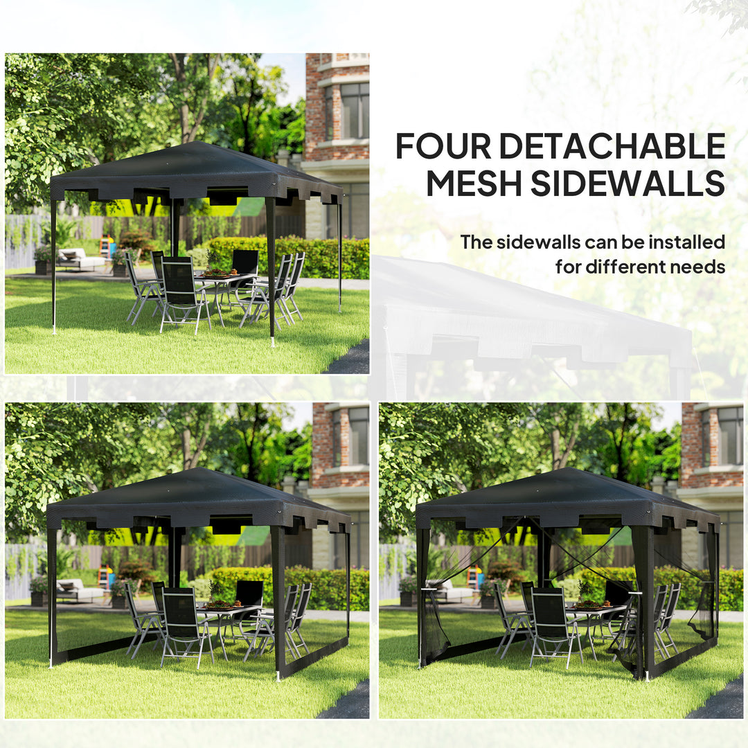 4 x 3 m Party Tent Wedding Gazebo Outdoor Waterproof PE Canopy Shade with Panel