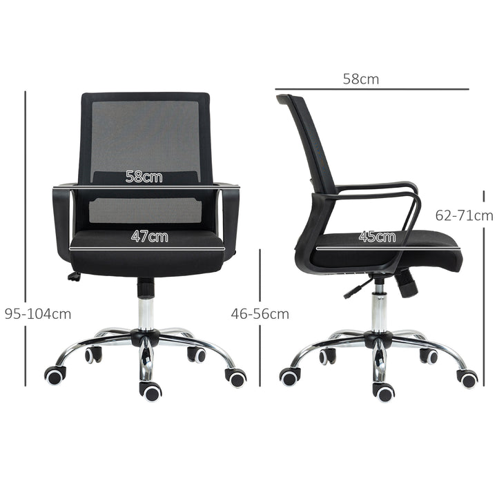 Mesh Back Office Chair, with Wheels - Black