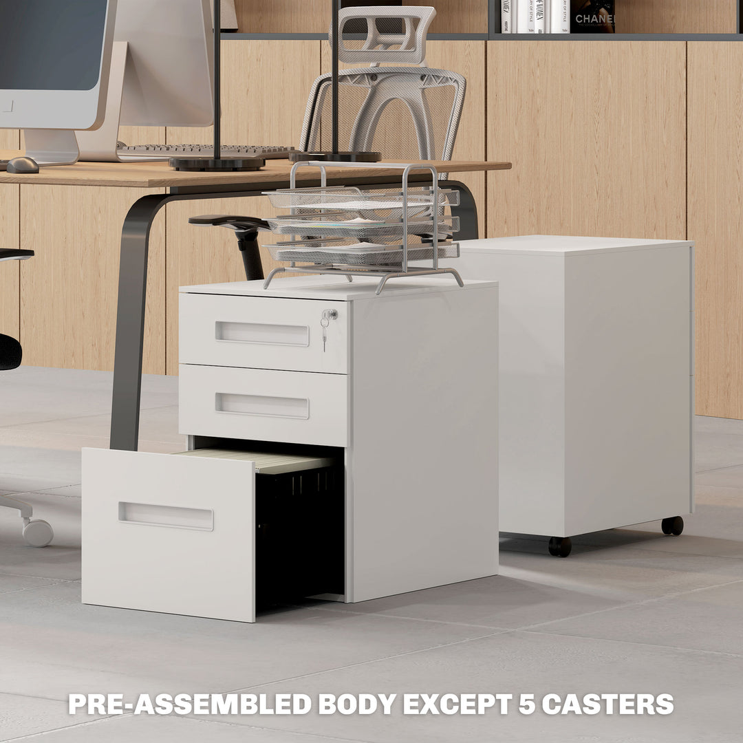 Three-Drawer Steel Filing Cabinet - White