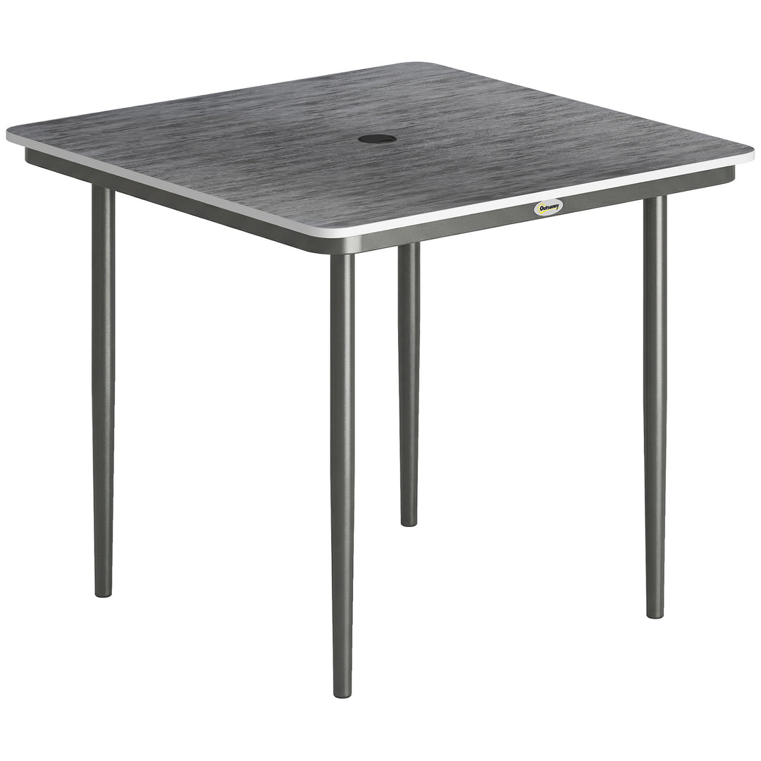Garden Dining Table for 4, 85 cm Square Outdoor Table with Umbrella Ho