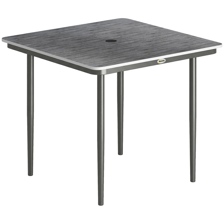 Garden Dining Table for 4, 85 cm Square Outdoor Table with Umbrella Ho
