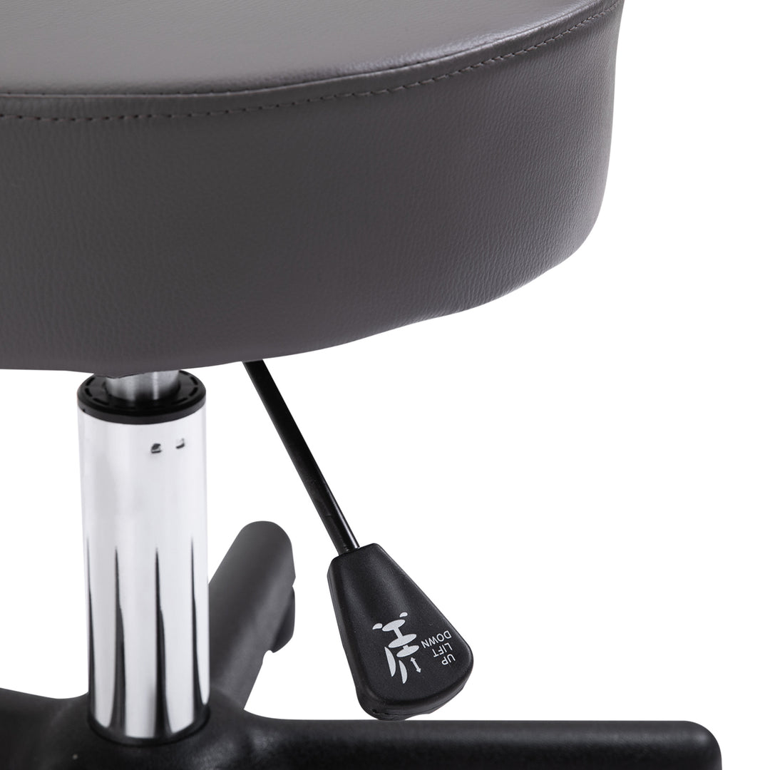 MCL Beautician's Swivel Salon Chair w/ Padded Seat Back 5 Wheels Adjustable Height Salon Hairdressers Tattoo Spa Rolling Cushion Professional 35cm Grey