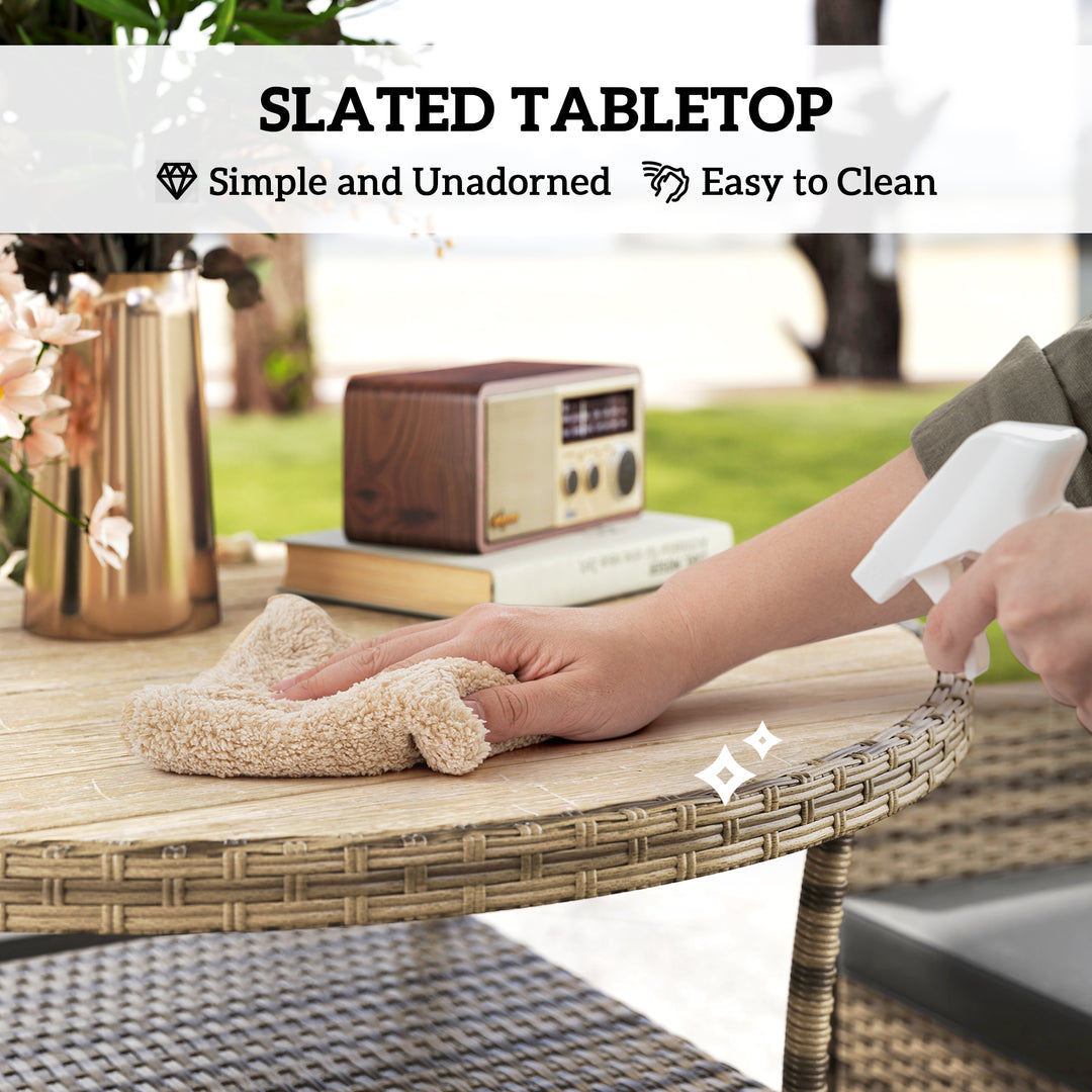 Five-Piece Rattan Garden Set, with Two-Tier Table - Grey
