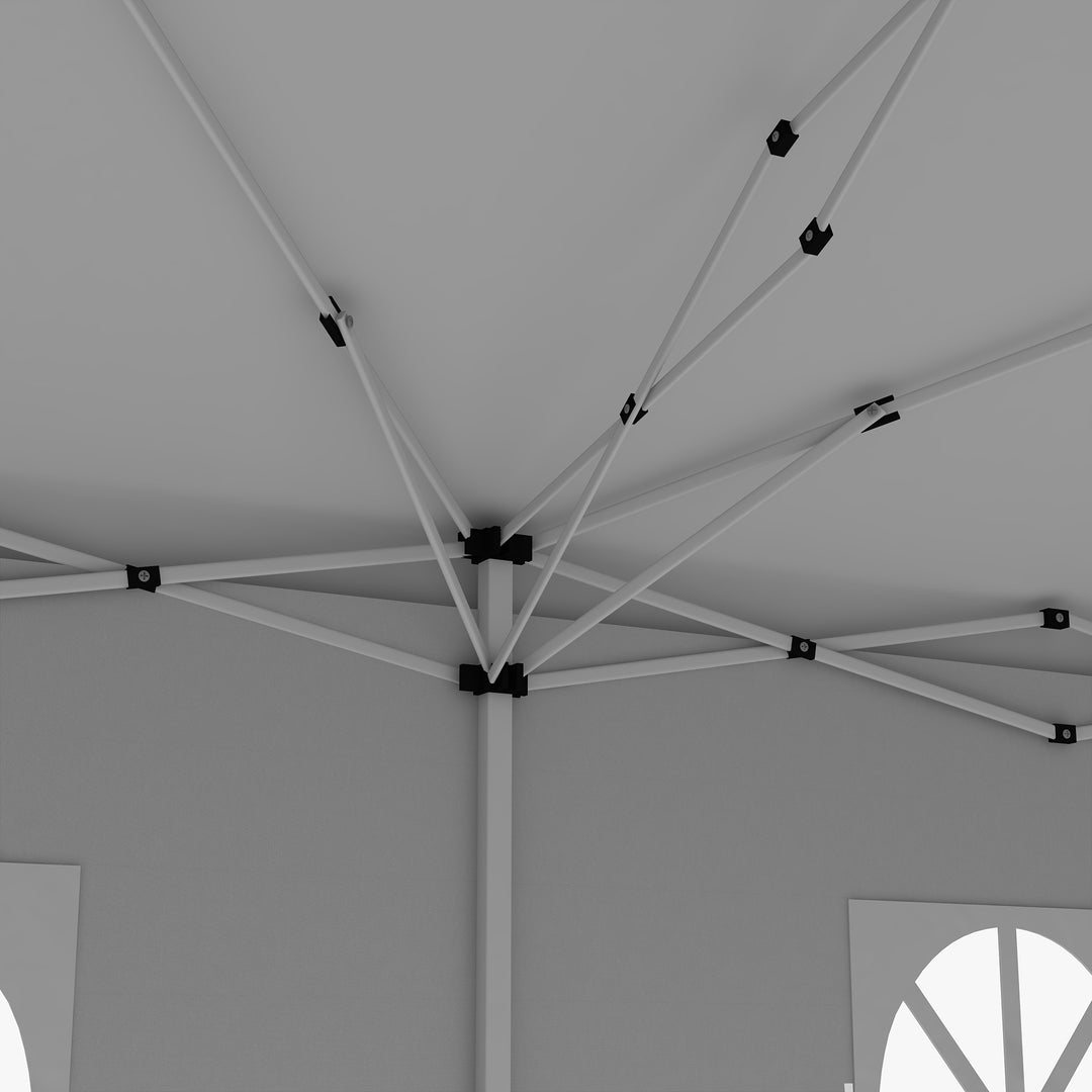 3 x 6 m Garden Pop Up Gazebo, Wedding Party Tent Marquee, Water Resistant Awning Canopy with Sidewalls, Windows, Carry Bag, White