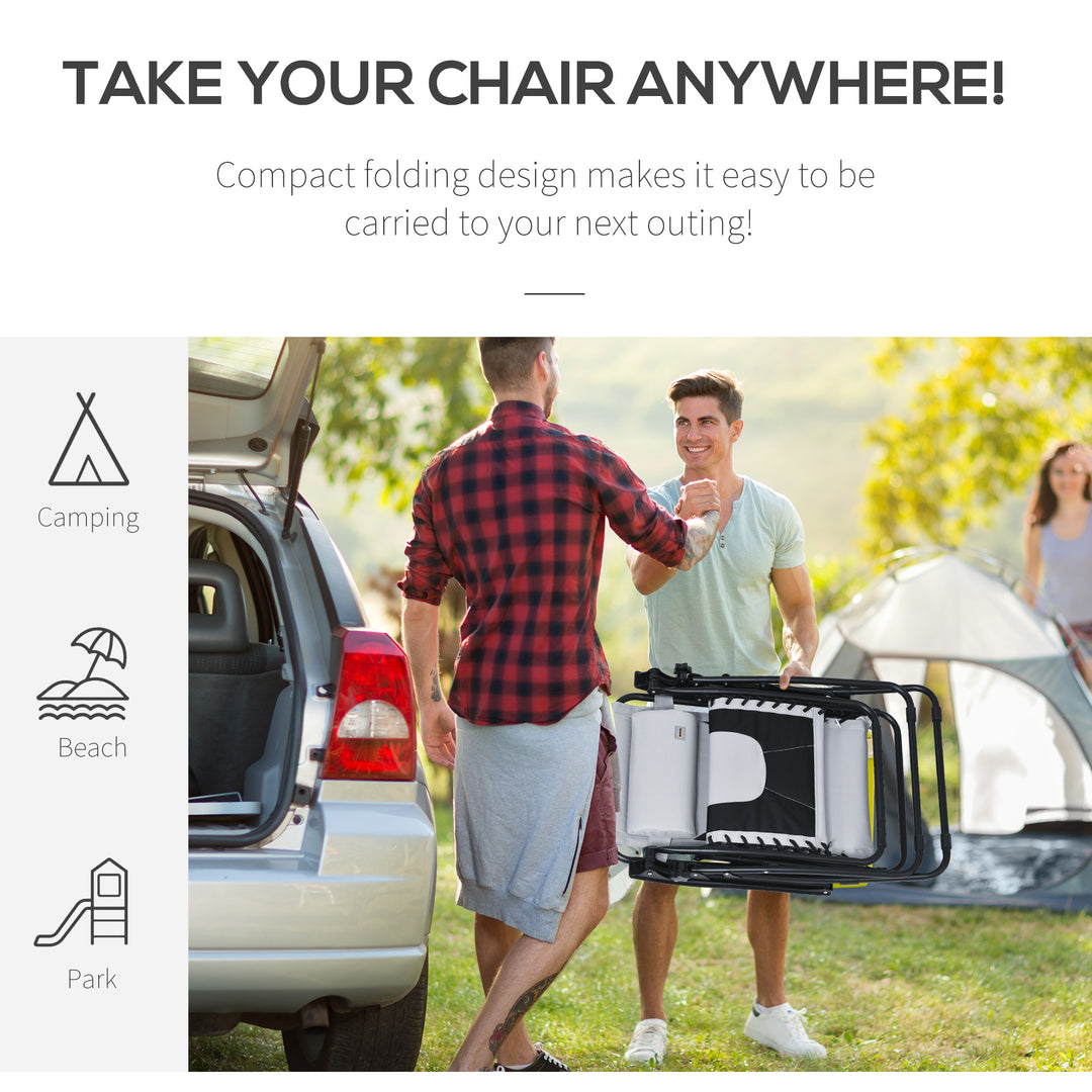 MCL Zero Gravity Lounger Chair, Folding Reclining Patio Chair with Padded Seat, Cup Holder, Soft Cushion and Headrest for Poolside, Camping, Light Grey