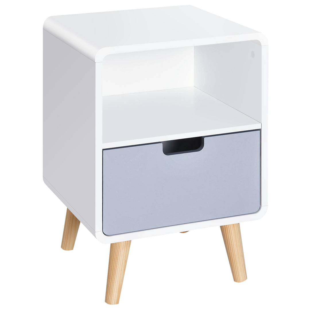 Wooden Bedside Table End Nightstand With Drawer Wood Lamp Desk Storage Unit Bedroom Scandinavian Nordic Style