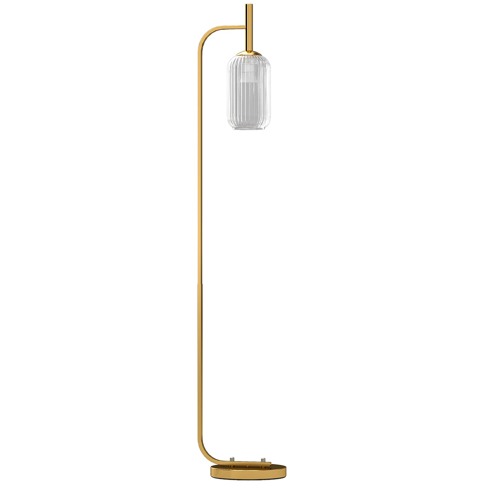 Floor Lamp for Living Room with Glass Lampshade, Modern Standing Lamp with Foot Switch for Bedroom, Bulb not Included, Gold Tone