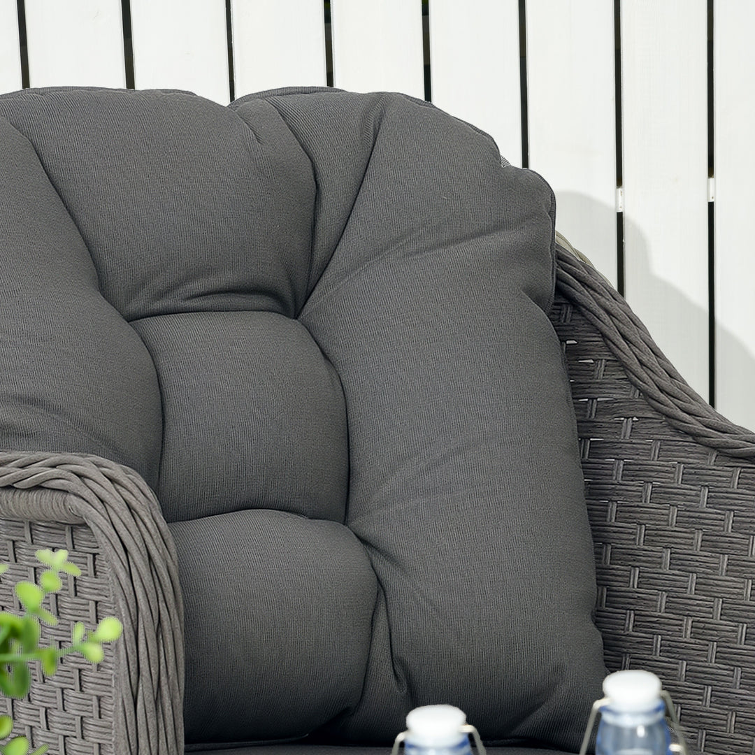 Four-Piece Rattan Set, with Glass-Top Table - Light Grey