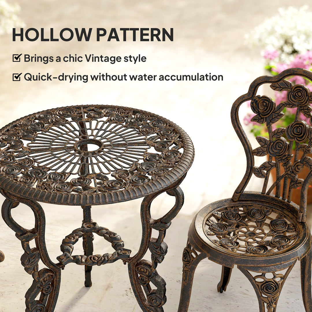 Outdoor Bistro Set Vintage Rose Design Patio Furniture Set with Round 