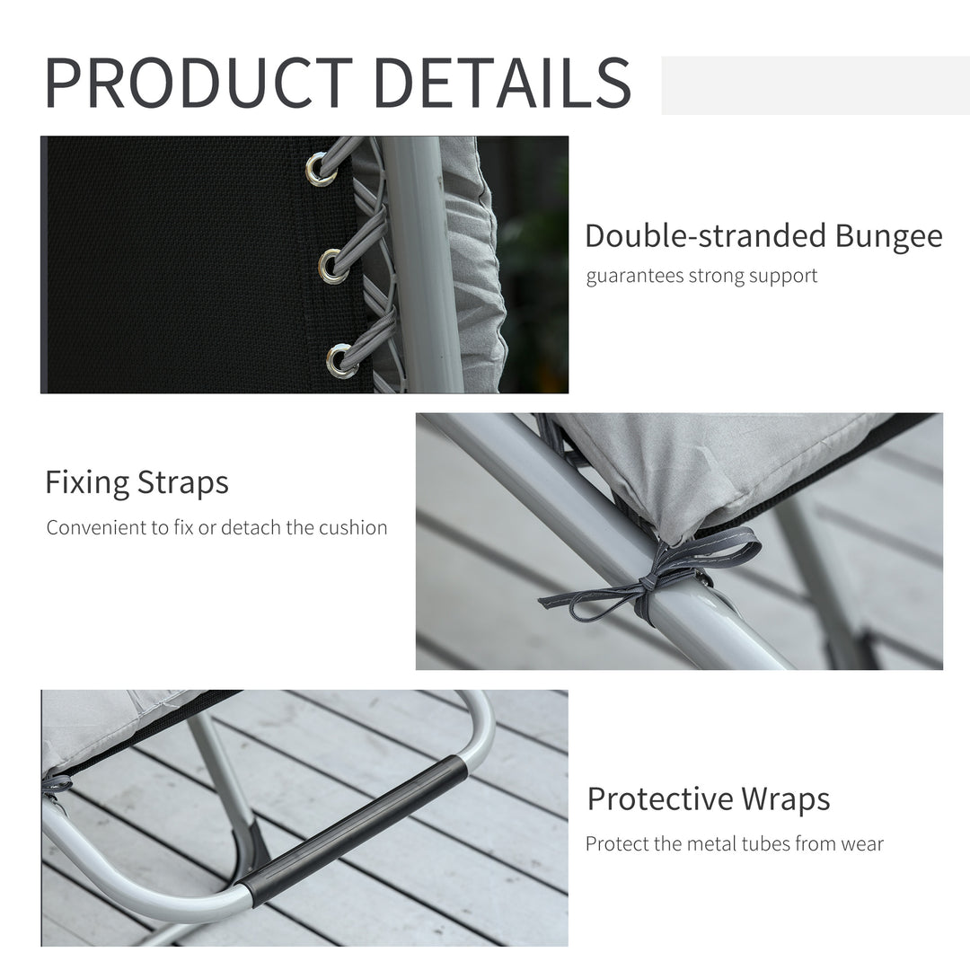 MCL 2pc Reclining Zero Gravity Sun Loungers ,Folding Chaise Lounge Chair with Cushions, Light Grey