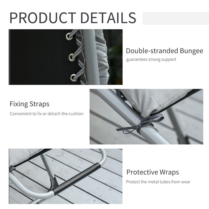 MCL 2pc Reclining Zero Gravity Sun Loungers ,Folding Chaise Lounge Chair with Cushions, Light Grey