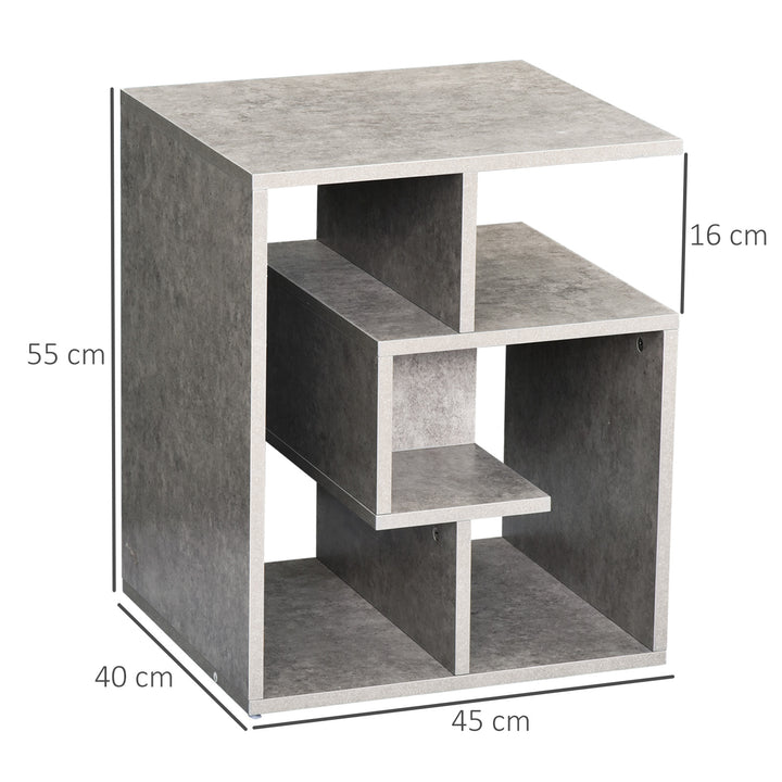 Side Table, 3 Tier End Table with Open Storage Shelves for Living Room, Bedroom, Set of 2, Cement Colour