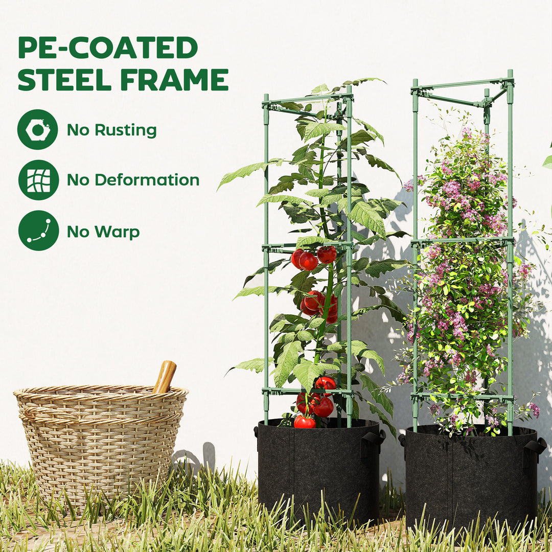 3 Packs Tomato Cages with 83.7L Grow Bags, 47.2" Adjutstable Triangle Plant Stakes Support Trellis with Planter Bags