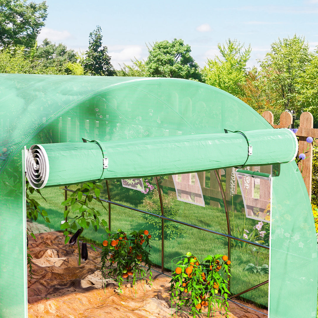 4 x 3 x 2m Greenhouse Replacement Cover ONLY Winter Garden Plant PE Cover for Tunnel Walk-in Greenhouse with Roll-up Windows Door Outdoor, Green