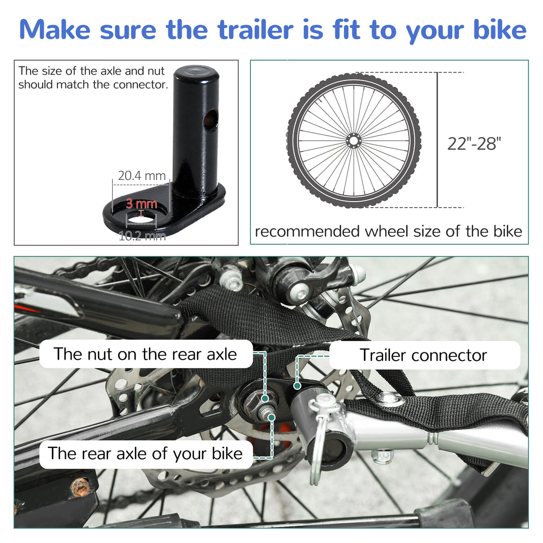 2 Seat Bike Trailer Bicycle wagon for Kids Child Steel Frame Safety Harness Seat Carrier Hitch Coupler Blue White 130 x 76 x 88 cm
