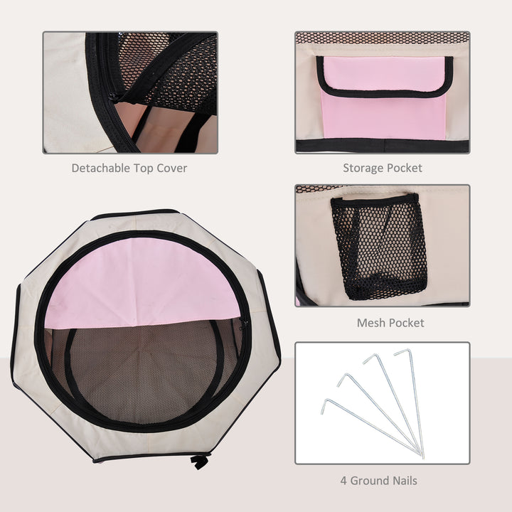 MCL Portable Cat Dog Playpen Pet Puppy Rabbit Guinea Pig Pen Run Dia 90 x 41H cm Indoor & Outdoor Pink