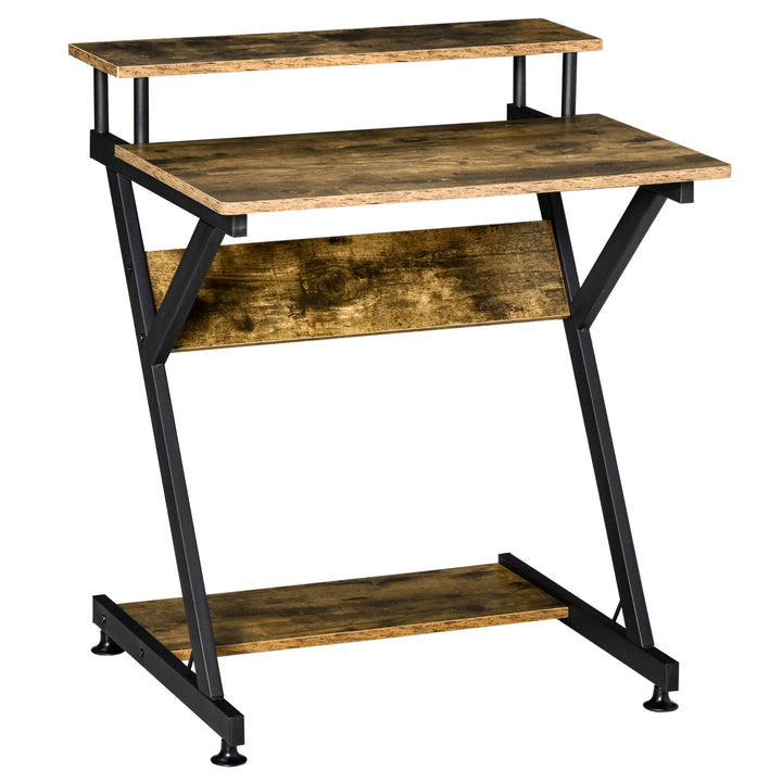 Industrial Computer Desk with Monitor Stand, 70 x 60cm Compact Desk for Small Spaces, Home Office Desk, Rustic Brown
