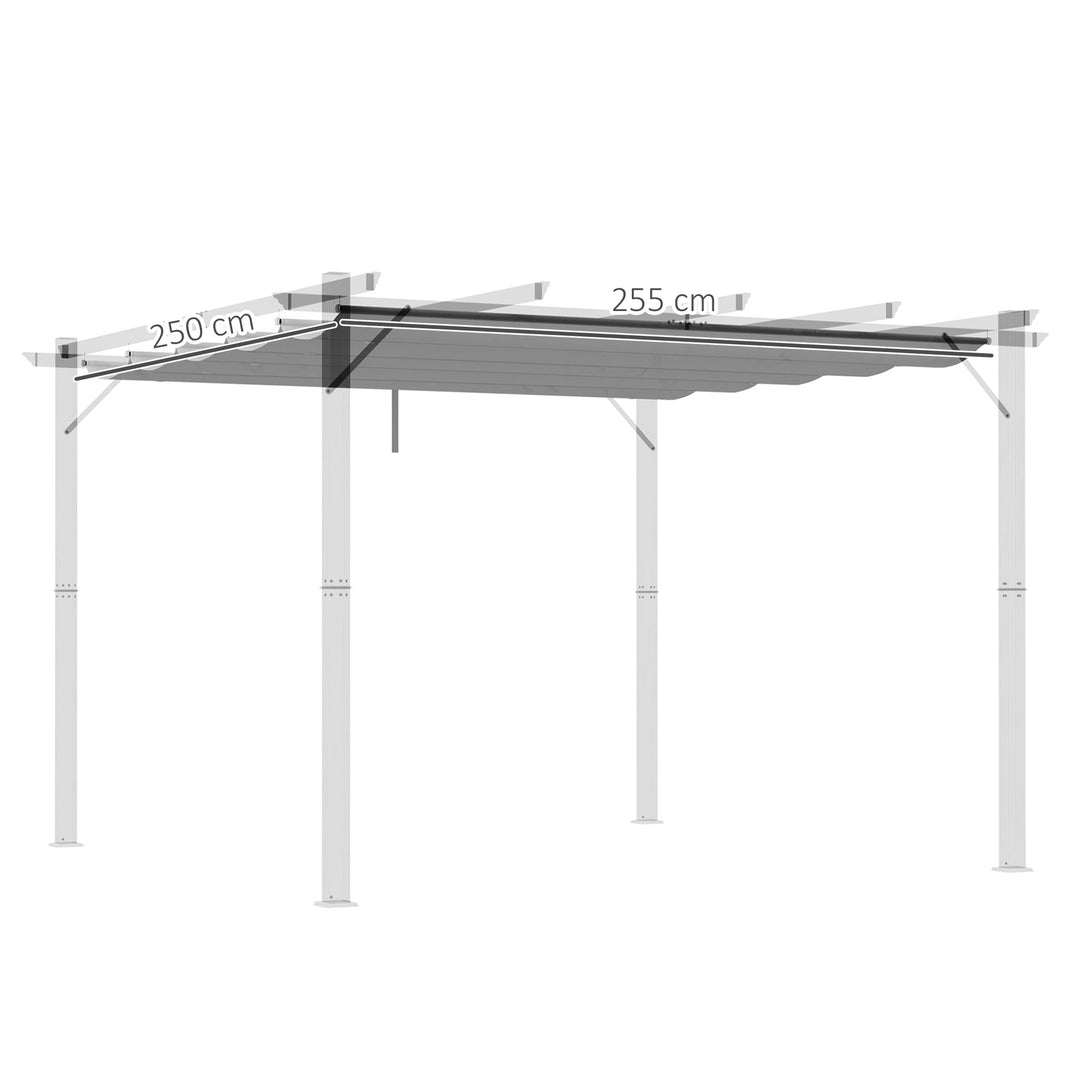 Retractable Pergola Shade Cover, Replacement Canopy Fabric for 3 x 3 (m) Pergola, Gazebo Retractable Roof, Light Grey