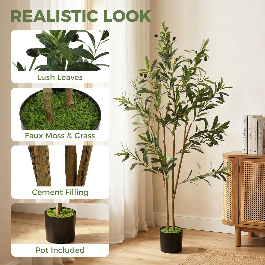 Decorative Artificial Plant, 120 cm Silk Olive Tree with 303 Leaves - view 4