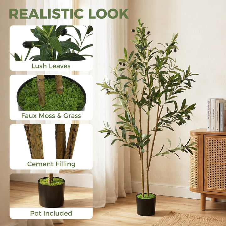 Decorative Artificial Plant, 120 cm Silk Olive Tree with 303 Leaves - view 4