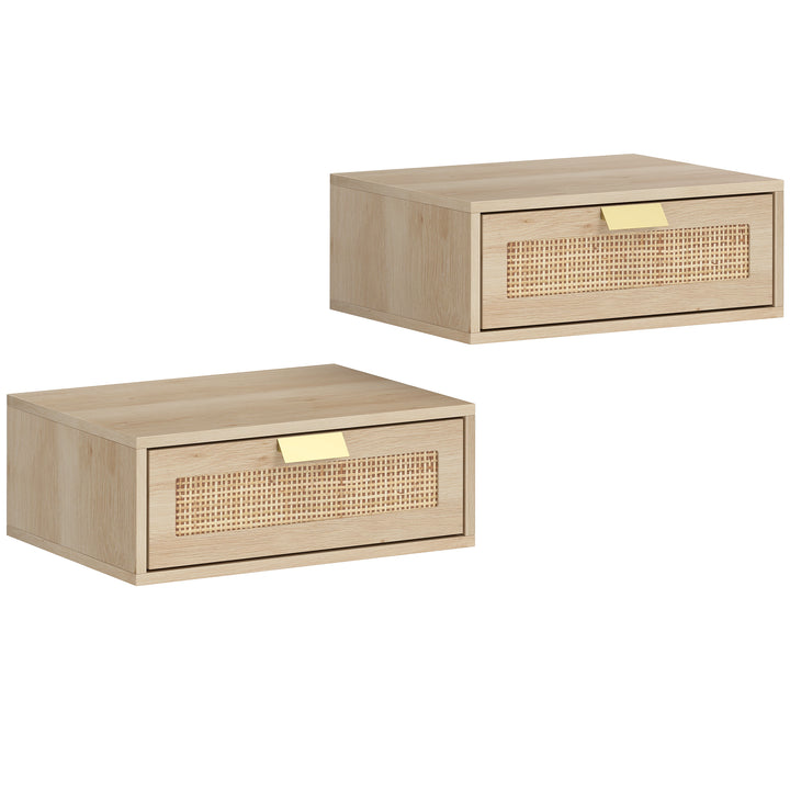 Floating Bedside Tables Set of 2, Wall Mounted Bedside Cabinets with R