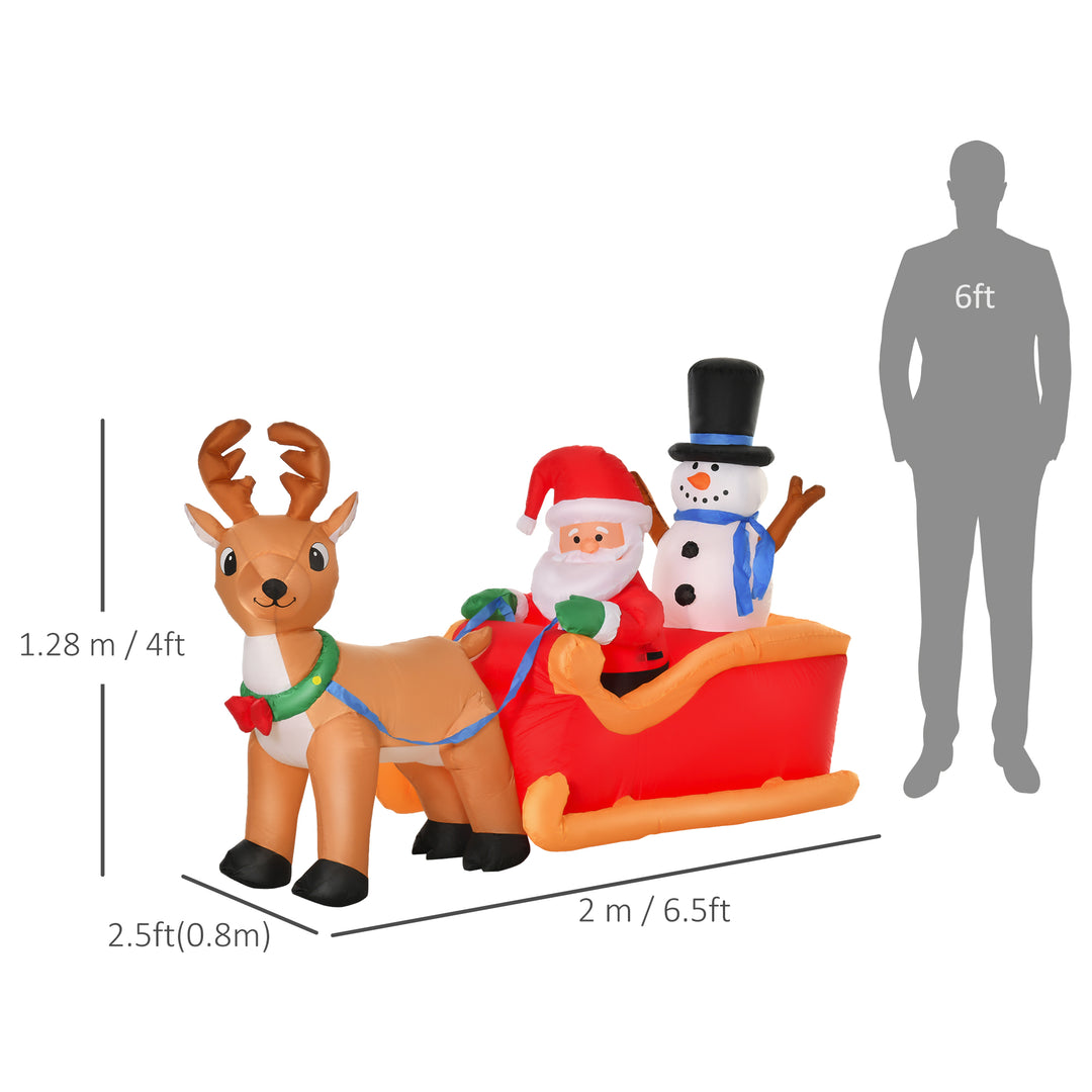 6.5ft Christmas Inflatable Santa Claus on Sleigh Deer, LED Lighted for Home Indoor Outdoor Garden Lawn Decoration Party Prop