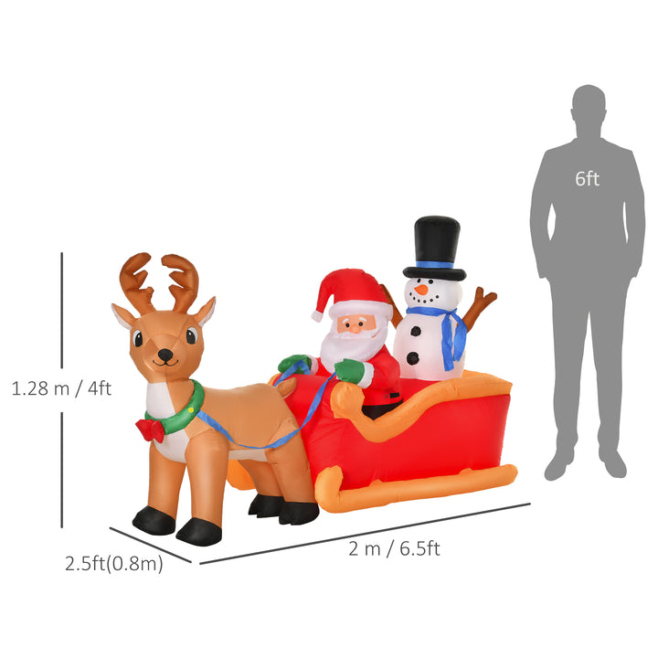 6.5ft Christmas Inflatable Santa Claus on Sleigh Deer, LED Lighted for Home Indoor Outdoor Garden Lawn Decoration Party Prop