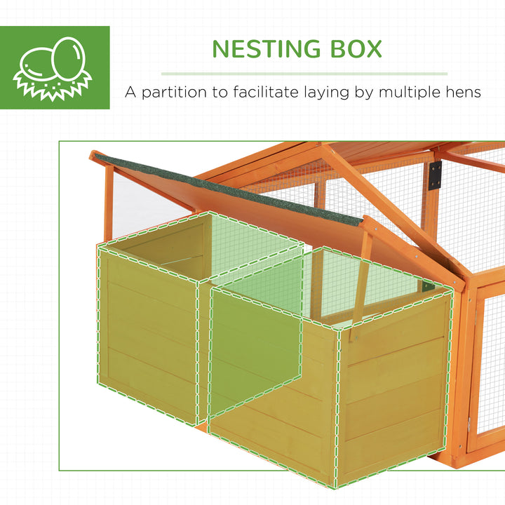 PawHut Wooden Chicken Coop with Nesting Box, Openable Roof, for 4-8 Chickens, Ducks, Orange | Aosom UK