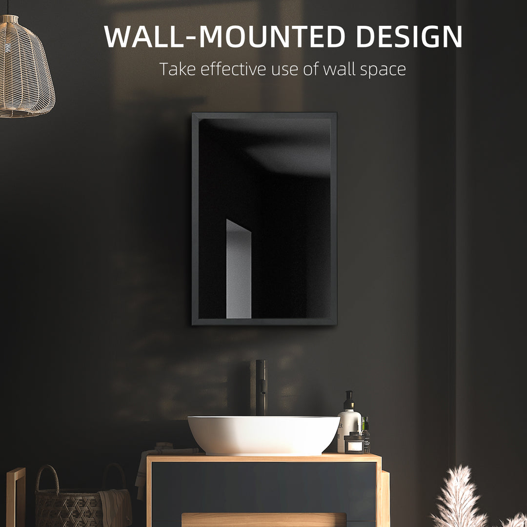 Bathroom Cabinet with Mirror, Wall Mounted Bathroom Mirror Cabinet with Storage Shelves, 40 x 12 x 60 cm, Black