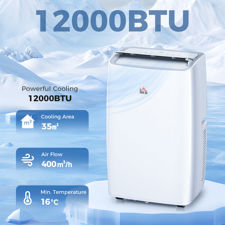 Portable Air Conditioner 12000 BTU, 4-in-1 Air Conditioning Unit, Dehumidifier, Cooling, Fan, Sleep Mode with 3 Speeds, Remote Control, LED Display, 24H Timer, Window Kit, Children Lock, 35m²