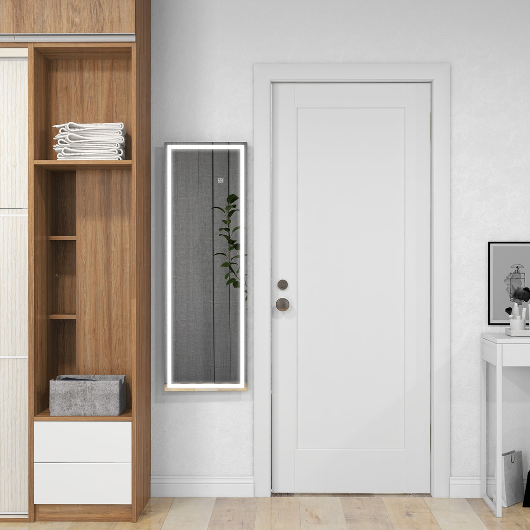 Dimming Full Length Mirror, 120 x 40cm Long Wall Mirror with 3 Colour LED, Smart Touch, Memory Function
