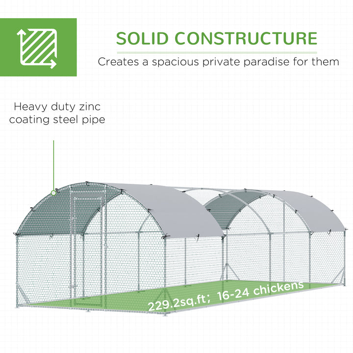 Walk In Chicken Run Galvanised Chicken Coop Hen Poultry House Cage Pet Playpen Garden with Water-Resist Covers