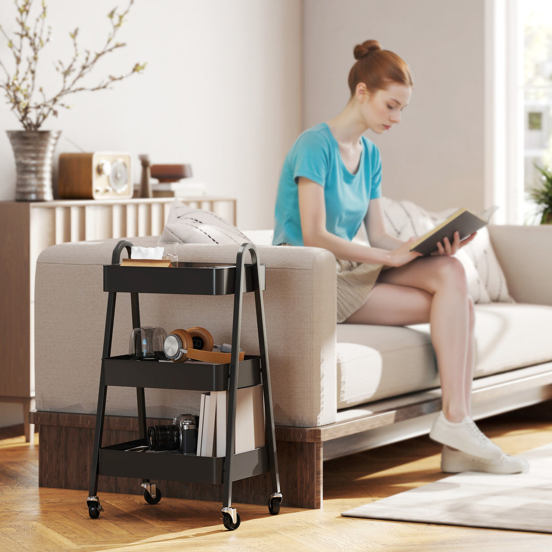 Three-Tier Storage Trolley - Black