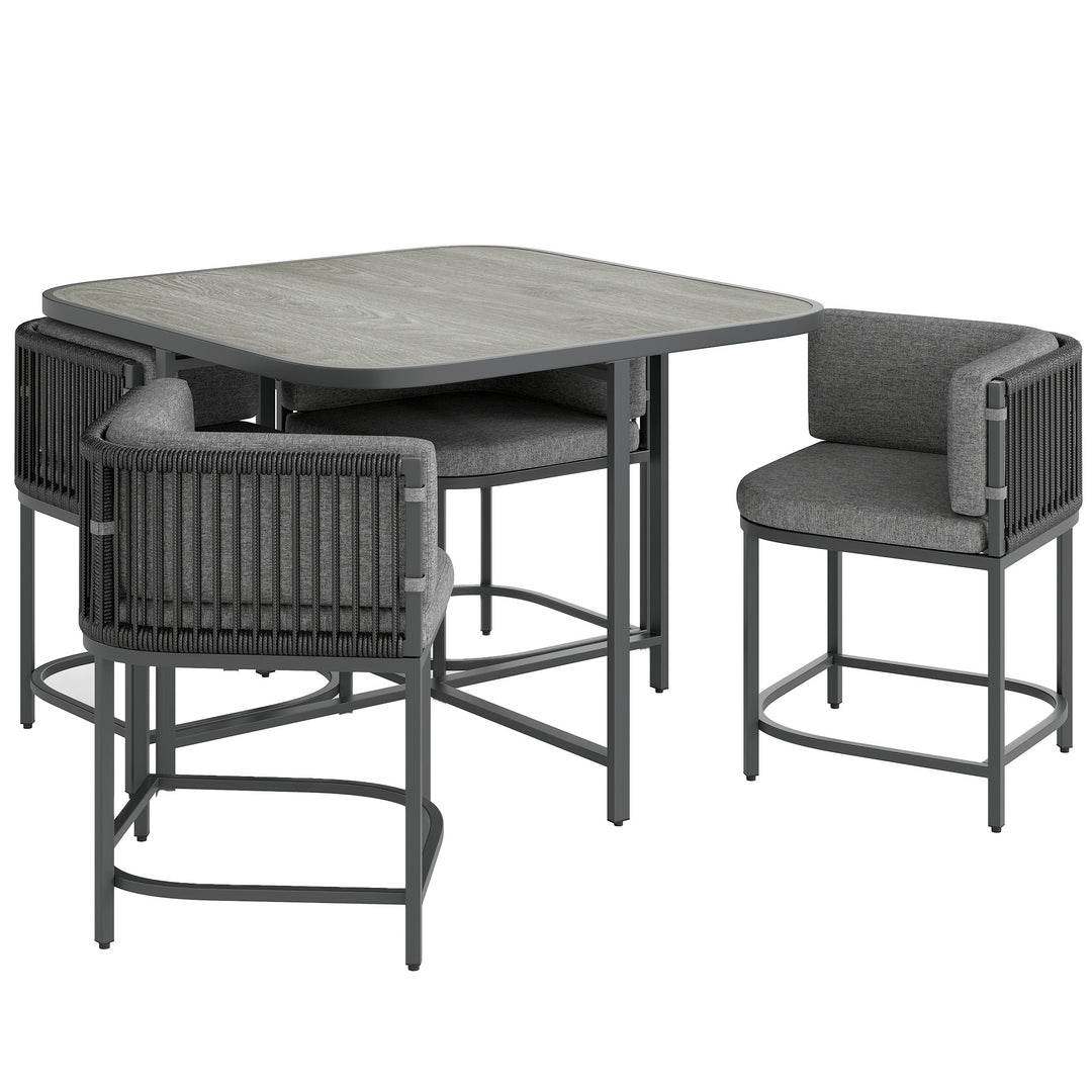 4-Seater Rattan Cube Garden Furniture Set with Cushions - Charcoal Grey