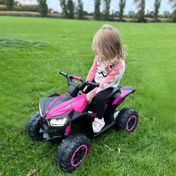 12V Ride-On Quad Bike w/ Music, Horn, for Ages 3-5 Years - Pink