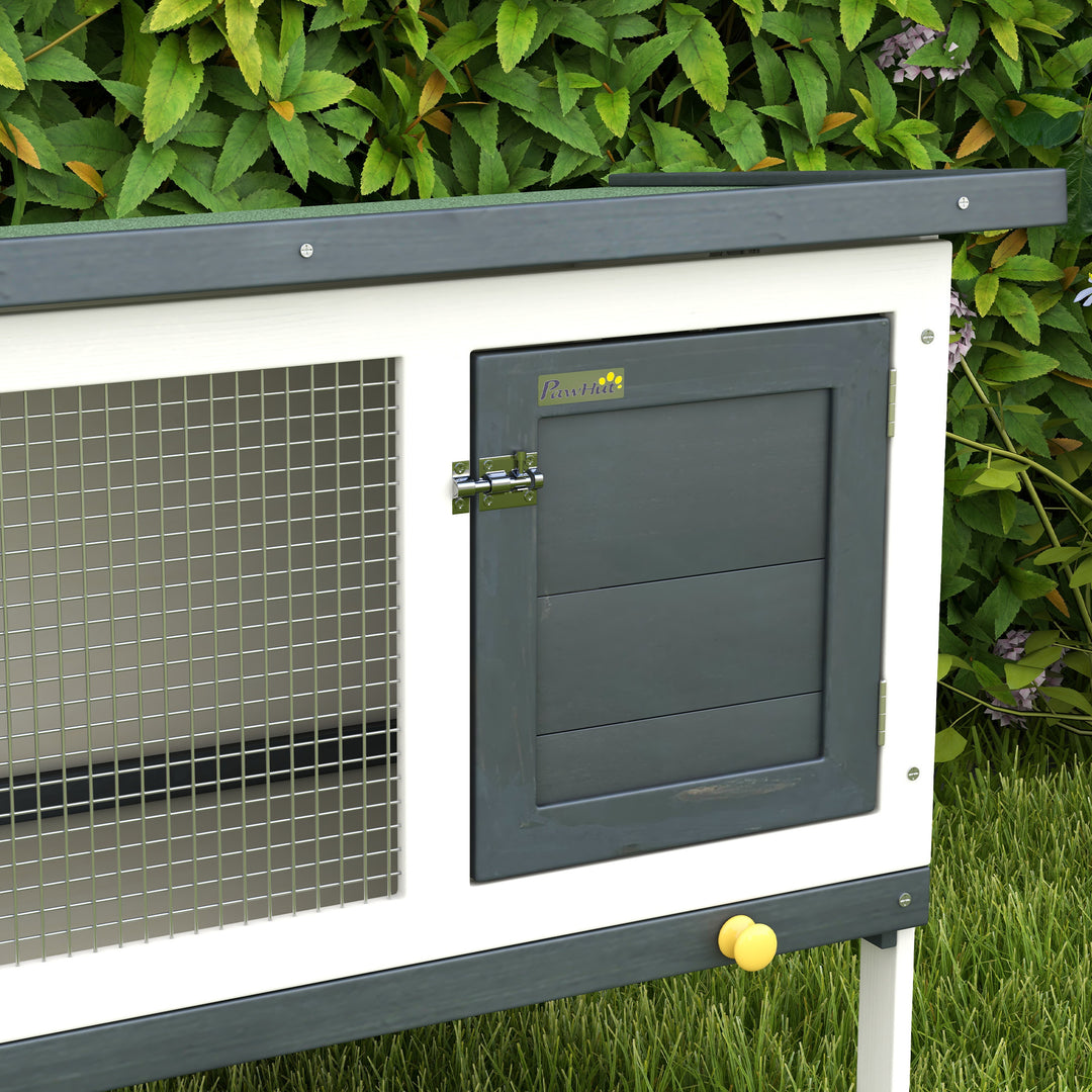 MCL Wooden Rabbit Hutch Guinea Pig Hutch Bunny Cage Small Animal Habitat Openable Asphalt Roof for Outdoor Use 90 x 45 x 65 cm