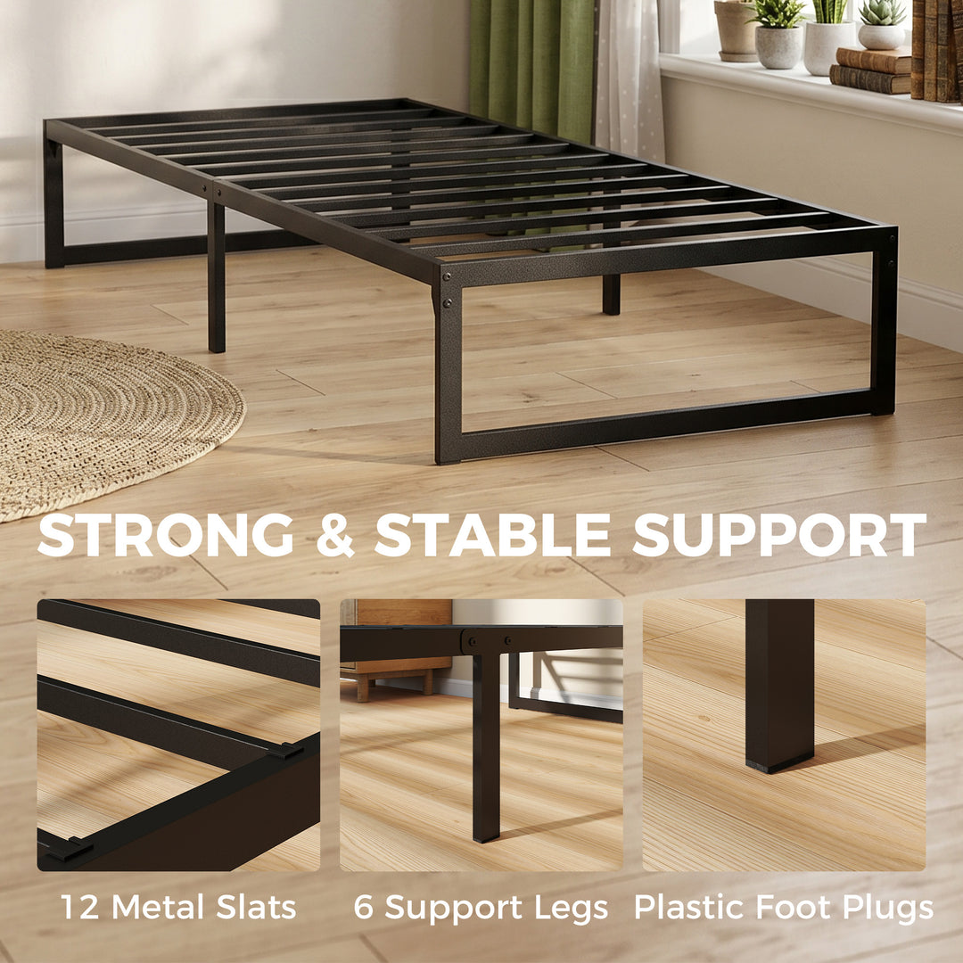 3ft Single Bed Frame with Underbed Storage and Steel Slat Support, 32.