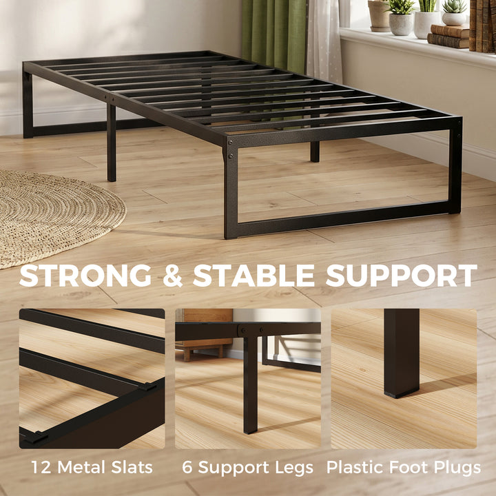 3ft Single Bed Frame with Underbed Storage and Steel Slat Support, 32.