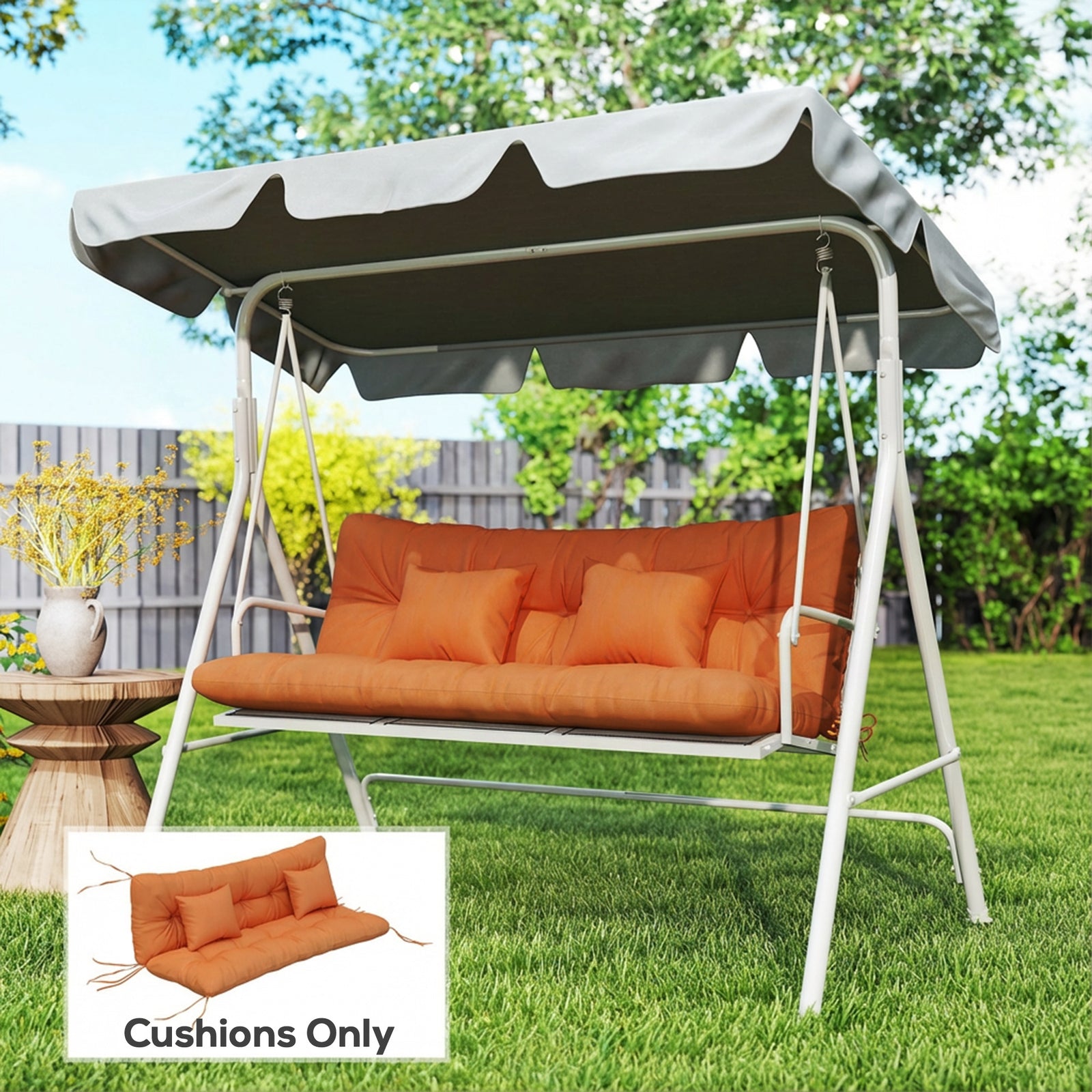 Outdoor Seat Cushions Back Cushion with 2 Pillows, Water Repellent Sea