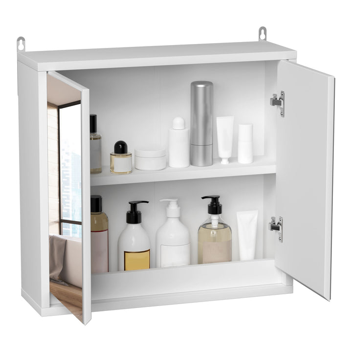 HOMCOM Bathroom Wall Cabinet with Mirror, 1 Internal Adjustable Shelf, Cushioned Door without Noise, for Mirrored Vanity, Bedroom, White | Aosom UK