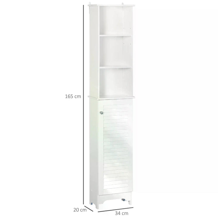 HOMCOM Freestanding Tallboy Bathroom Storage Cabinet w/ 6 Shelves Cupboard Tower Organisation Home Bathroom Furniture White | Aosom UK