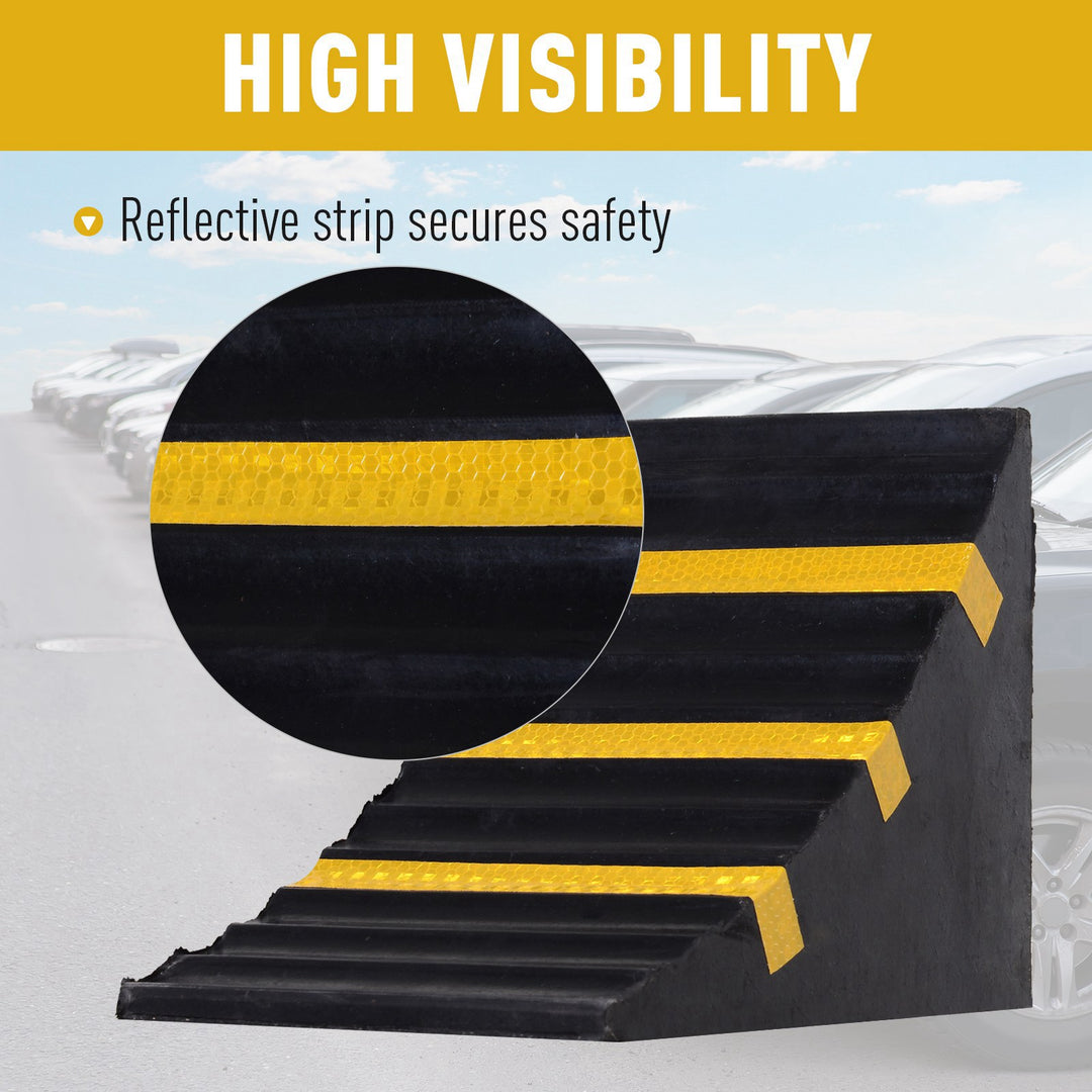 2 PCs Rubber Wheel Chocks Heavy Duty Blocks for Vehicles, Cars, Caravan, Trailer with Handle 25L x 16W x 19H cm