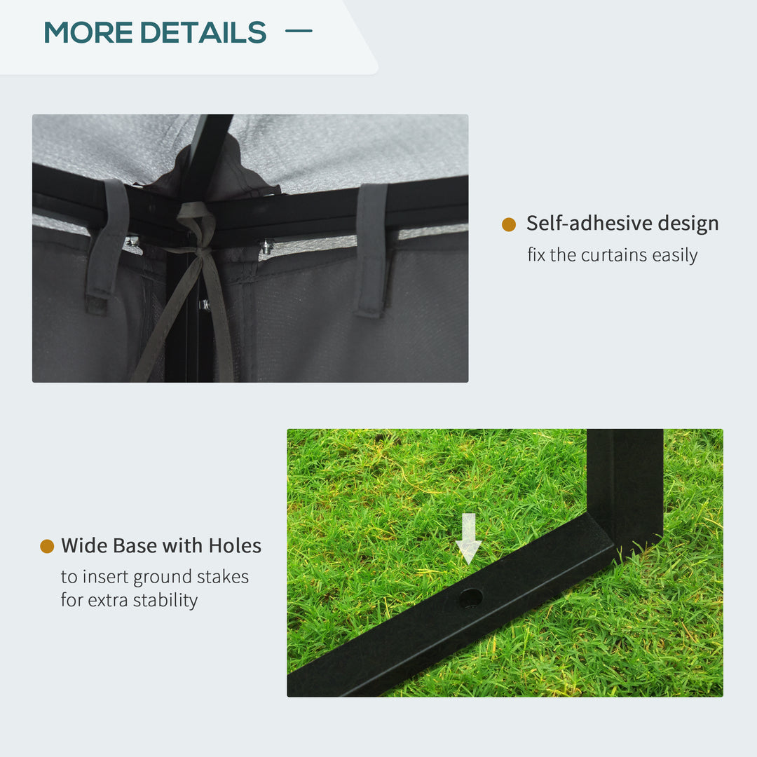 MCL 3 x 3 m Garden Gazebo Double Roof Marquee Patio Wedding Party Tent Canopy Shelter with Sidewalls, (Dark Grey)