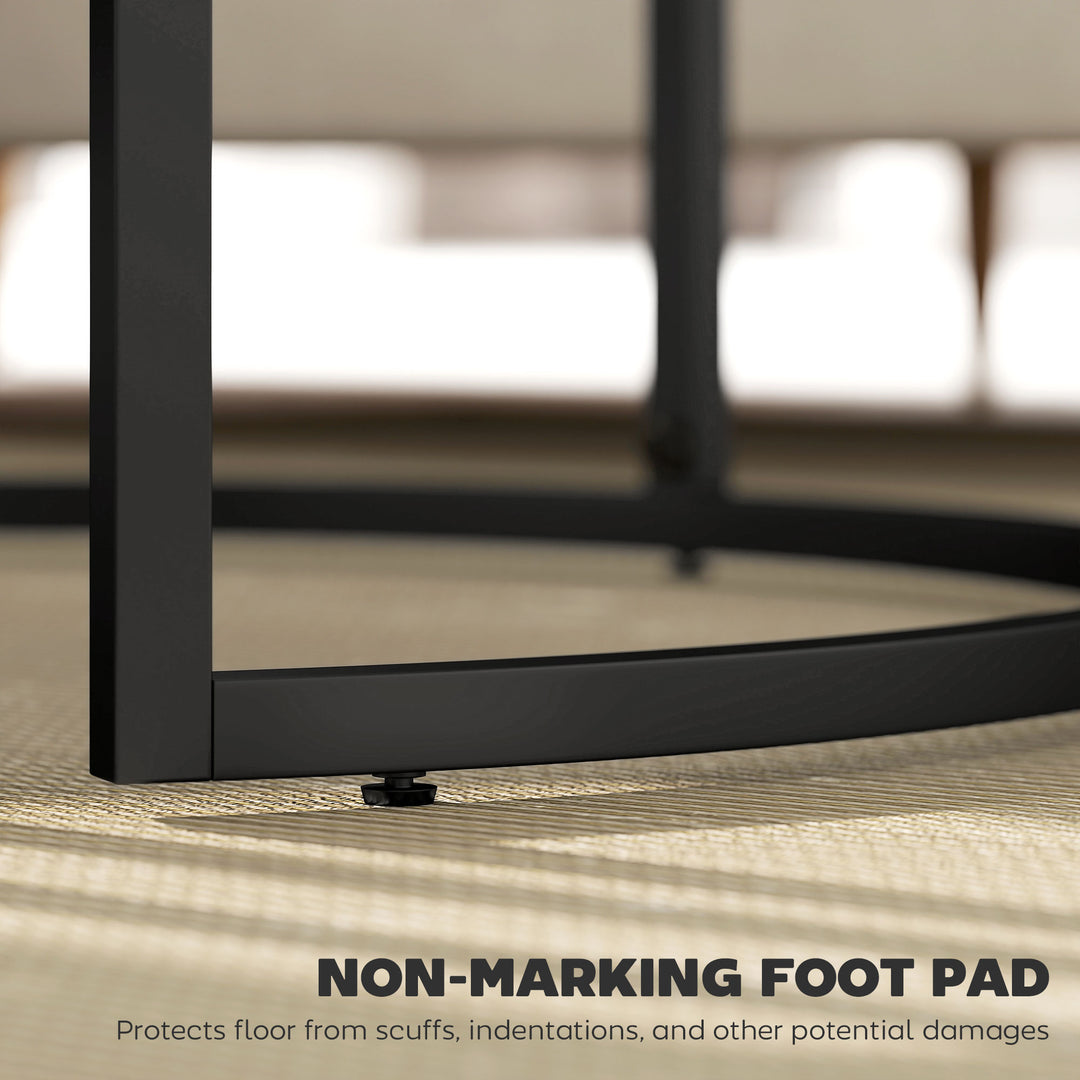 MCL Set of Two Marble-Effect Stacking Tables - Wood Grey