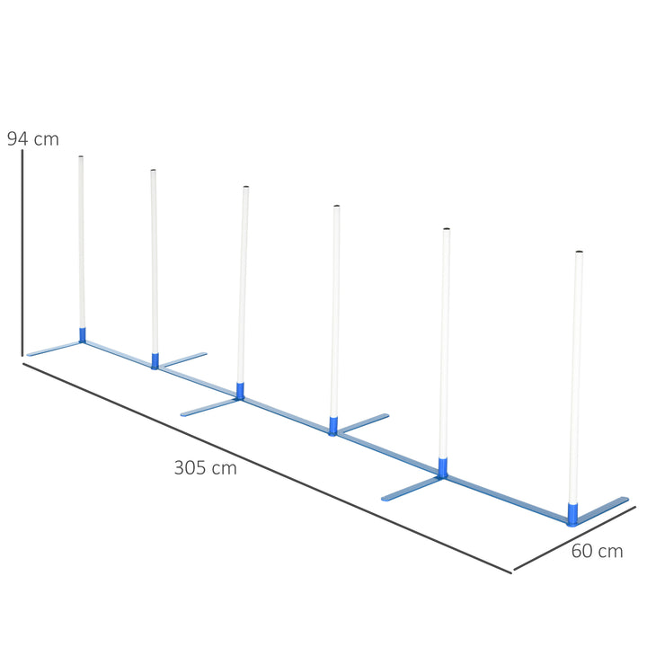 MCL Dog Agility Equipment Training Adjustable Obstacle Course Set with 6 Weaves Poles Storage Bag for Pet Outdoor Games Exercise